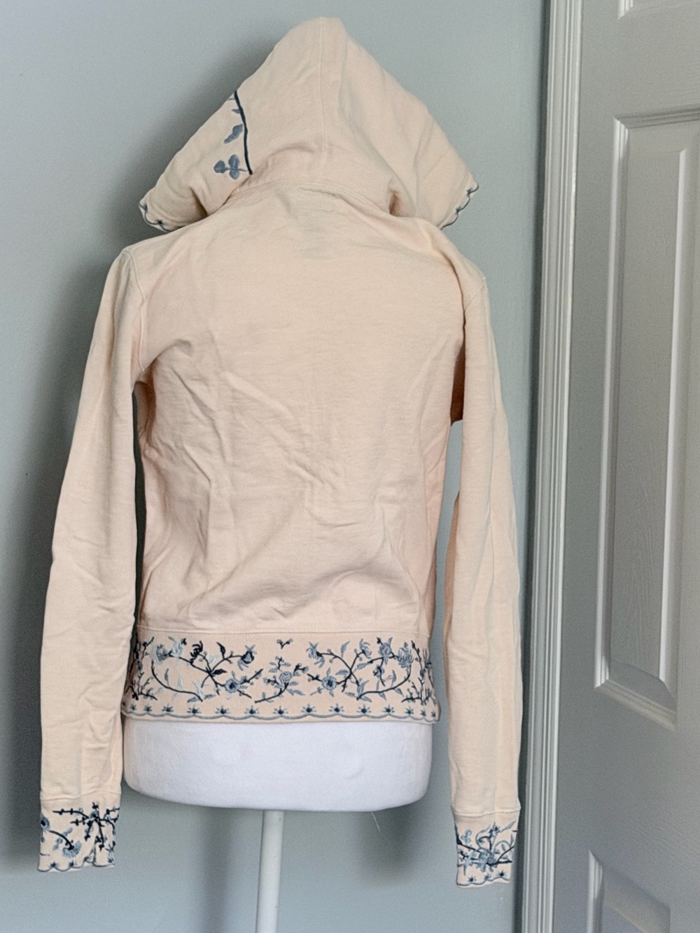 Lucky Brand vintage Y2K-era full-zip 3D embroidered hoodie boho fairycore floral - Picture 9 of 14